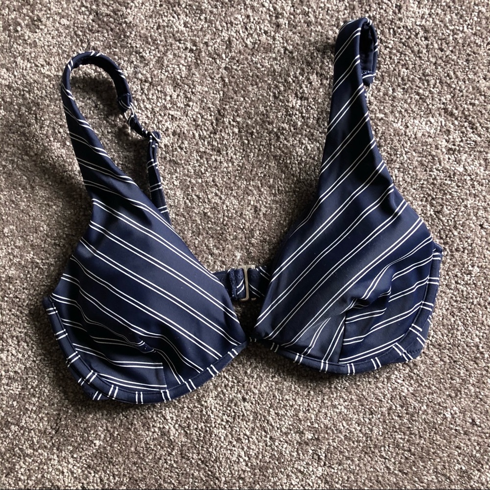 Athleta Navy Stripe Swim Top